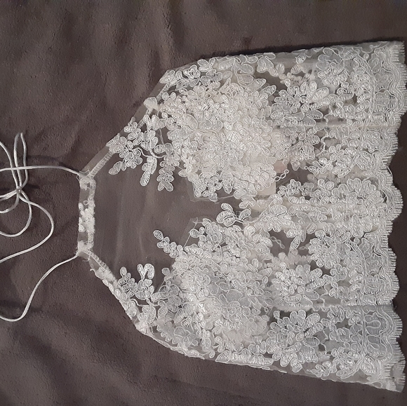 White crop top lace see through - Picture 1 of 6